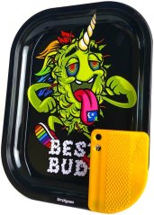 Best Buds LSD Nampan Penggulung Logam Kecil dengan Kartu Penggiling Magnetik