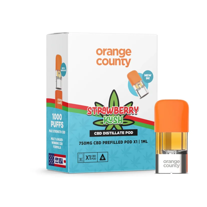 Orange County CBD Prefilled Pod Strawberry Kush, 1 ml - Display box 10 pcs