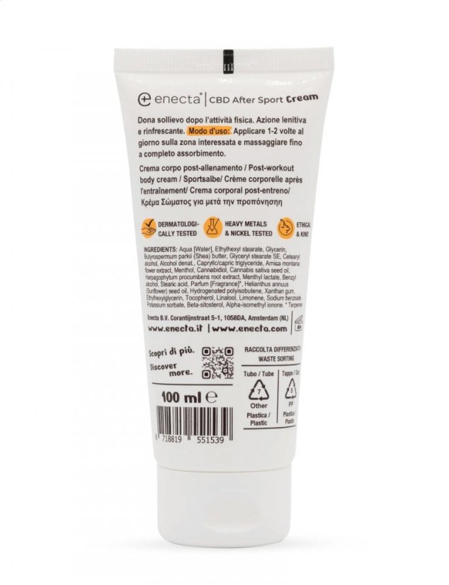 Enecta CBD krēms pēc sporta, 700 mg CBD, 100 ml