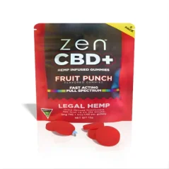 Zen CBD THC+ Fruit Punch Gummies, 5pcs, 50mg, 15 g - display 10 pcs