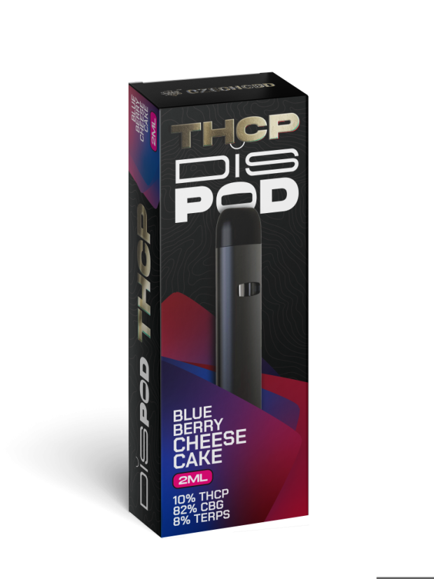 cheesecake vape disposable Czech CBD THCP Pen disPOD Blueberry 10% THCP, 82% CBG, 2 ml Colours:Gradient Blue DELTA RAZ DC25000 Bangin' Sour