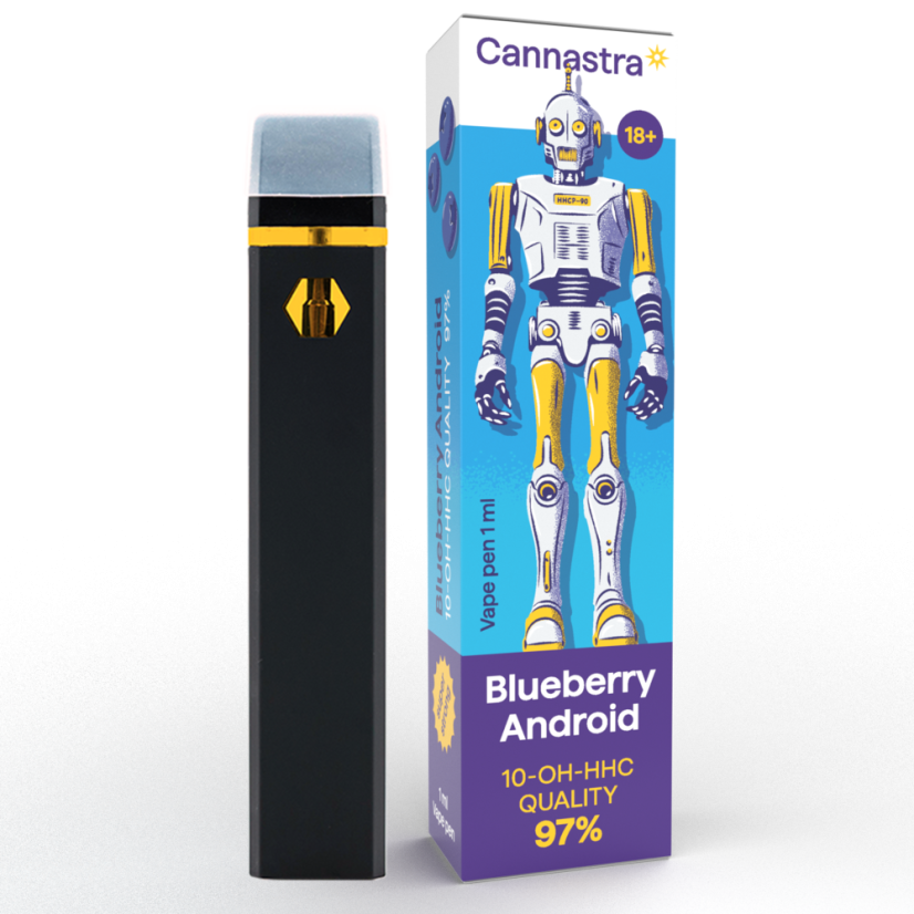 Cannastra 10-OH-HHC Vape Pen Blueberry Android, 10-OH-HHC 97% kvalitāte, 1ml - displeja kaste ar 10 gab.