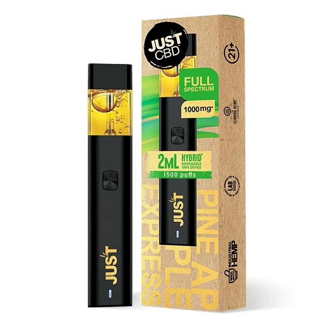 hybrid disposable vape JustCBD Disposable Pineapple Express Hybrid Vaporizer Pen, 1000 mg CBD, 2 ml