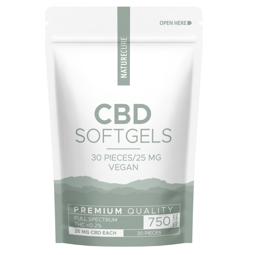 Nature Cure CBD mīkstās kapsulas - 750mg CBD, 30 gab. x 25 mg