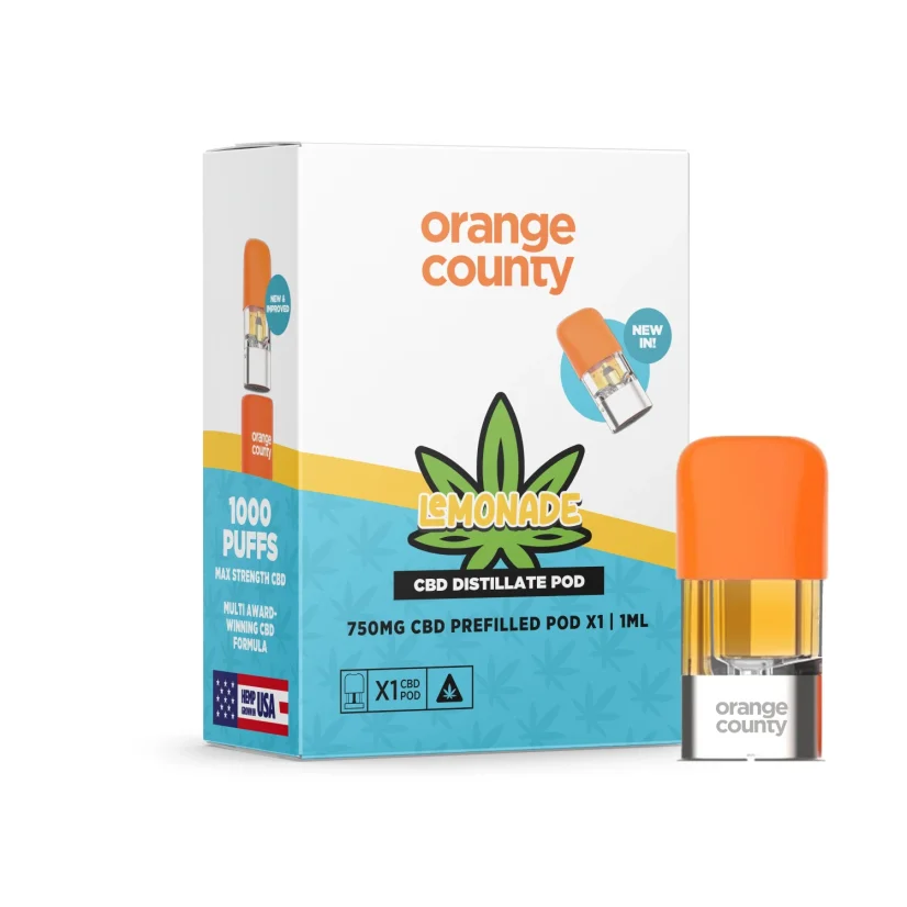 Orange County CBD Prefilled Pod Lemonade, 1 ml - Display box 10 pcs