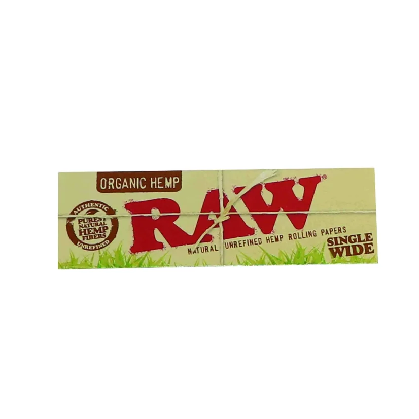 RAW Organic Hemp Single Wide Rolling Papers - natural unrefined rolling papers, 50 sheets/pack, 50 packs/Display Box