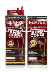 HEMPER King Size Cones + Glass Tip 2pk Sweet, Display box 12 pcs