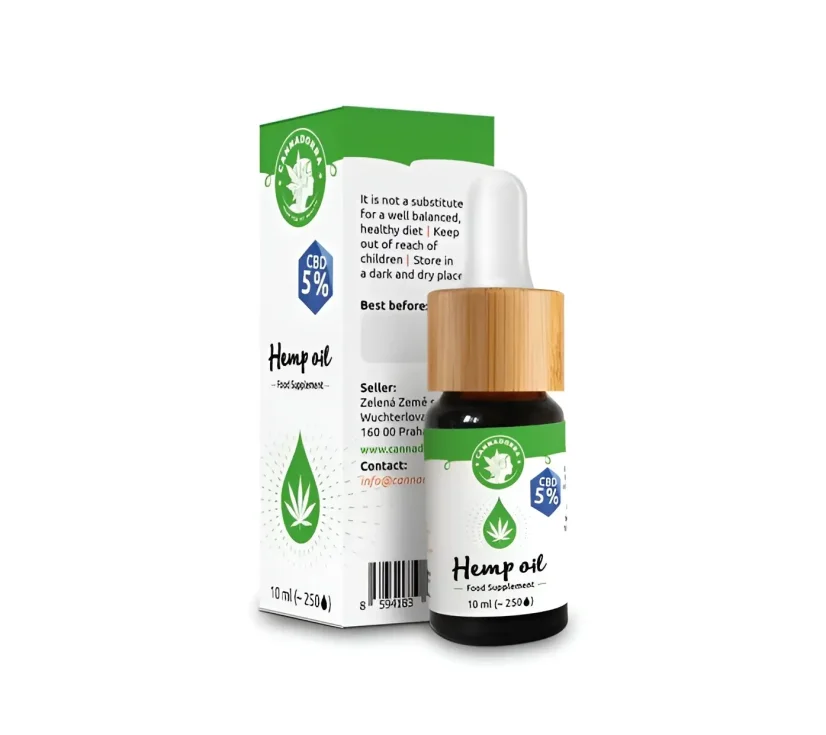 Cannadorra CBD oil, 5 % CBD, THC free, broad-spectrum, 10 ml