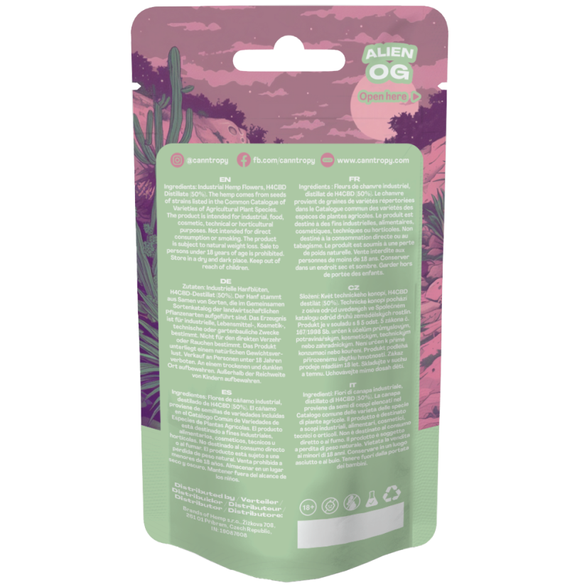 Canntropy H4CBD zieds Alien OG 50%, 1 g - 100 g