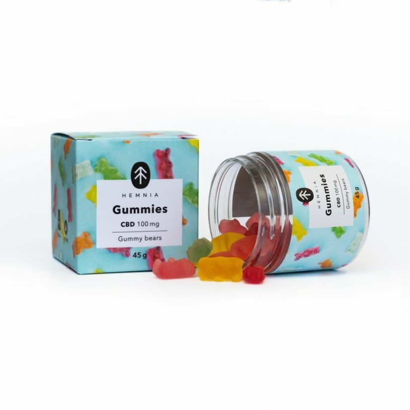 Hemnia CBD gumijas sveķu lāči, ķirši, kivi, ananāsi, zemenes, 100 mg CBD, 20 gab x 5 mg, 45 g