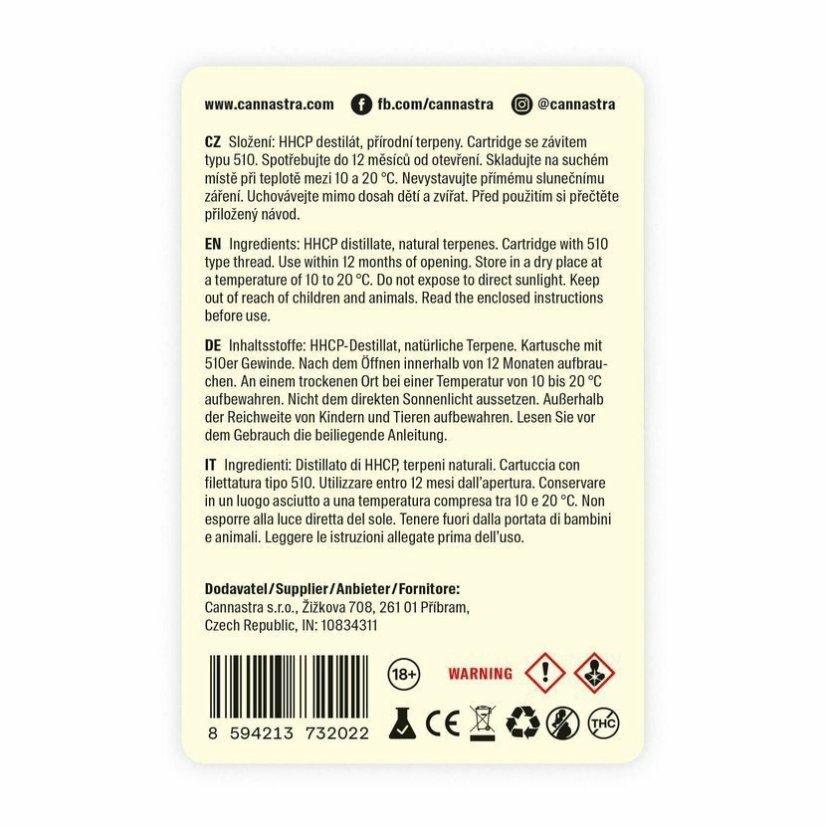 Cannastra HHCP Cartridge Follow the Rabbit (Blue Dream), 10 %, 1 ml