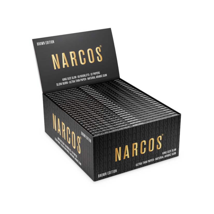 Narcos Brown Edition King Size Slim Rolling Papers, Display box 50 pcs