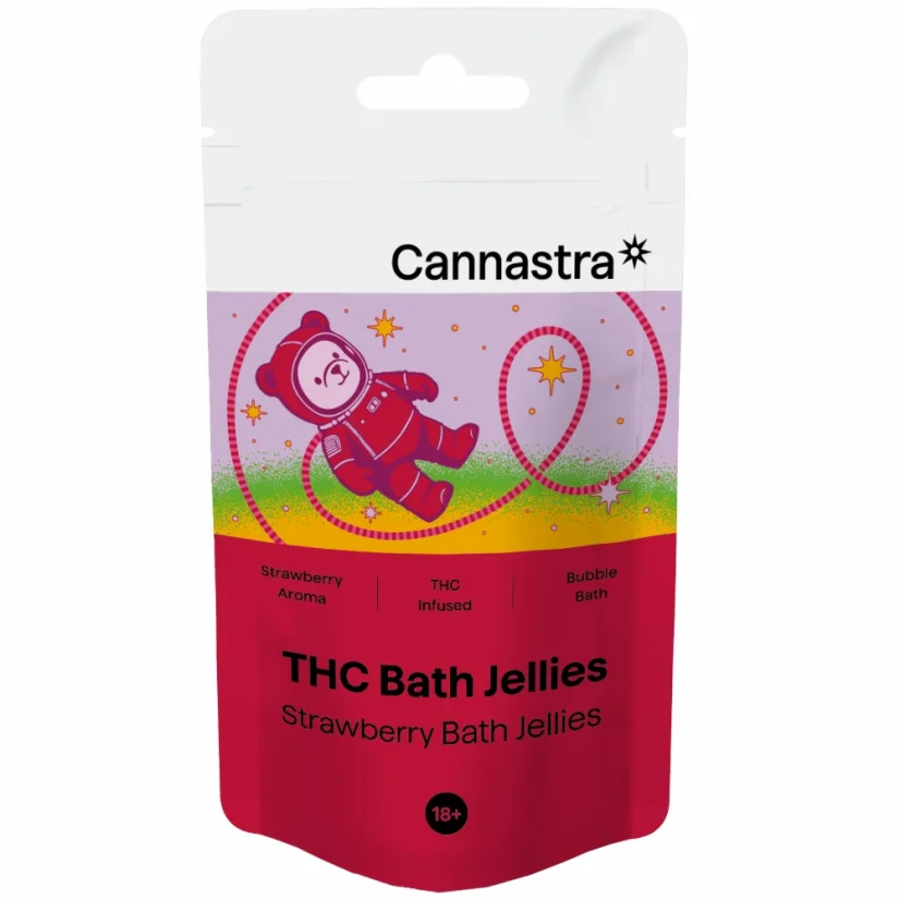Cannastra THC+ Astro Bears Zemeņu želejas vannas bumbiņas, 30 gab. x 5 mg, 150 g