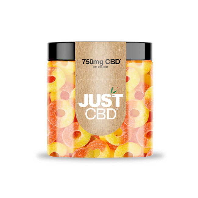 JustCBD Gummies persiku gredzeni 250 mg - 3000 mg CBD