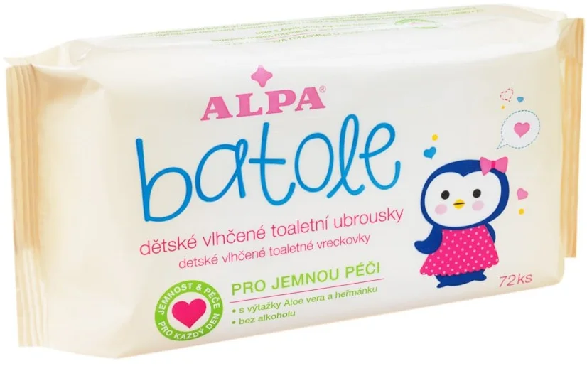 Alpa Batole Baby mitrās salvetes ar alveju 72 ks, 14 gab.