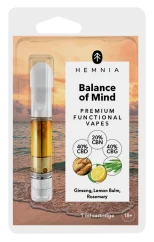 Hemnia Cartridge Balance of Mind - 40 % CBD, 40 % CBG, 20 % CBN, ginseng, lemon balm, rosemary, 1 ml