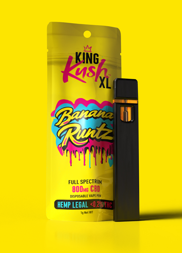 kush vape disposable King XL CBD Pen Banana Runtz, 800 mg CBD, 1 ml Flavors:Mango Pineapple Refresher 510 Cart Best Salt Nic Flavors: