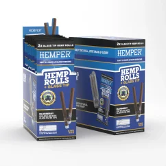 HEMPER King Size Rolls + Glass Tip 2pk - Blueberry, Display box 12 pcs