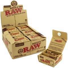 RAW Rolls and Tips, rotoli da 3 metri + filtri pre-rollati (12 pz/display)