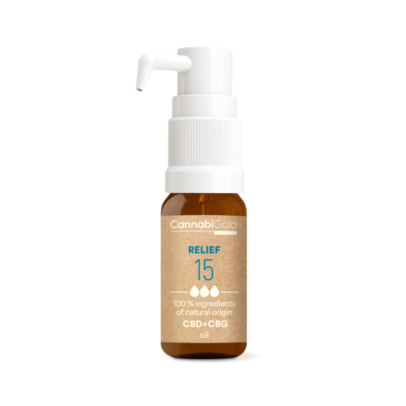 CannabiGold oil Relief 15 % (13,5 % CBD, 1,5 % CBG), 1800 mg, 12 ml