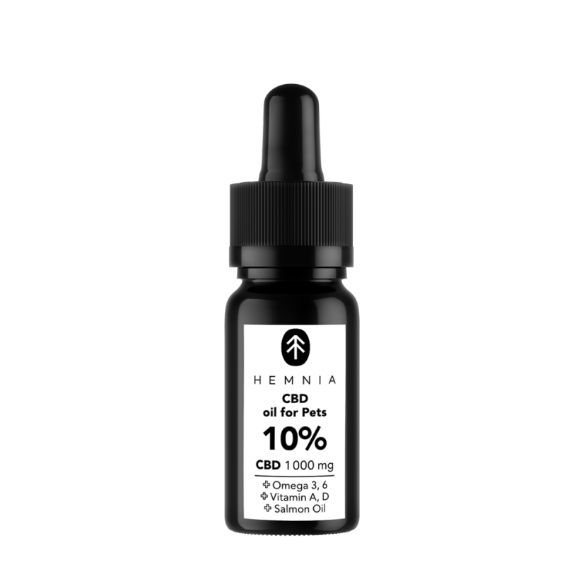 Hemnia CBD lašu eļļā dzīvniekiem - 10% CBD, 1000 mg, 10 ml