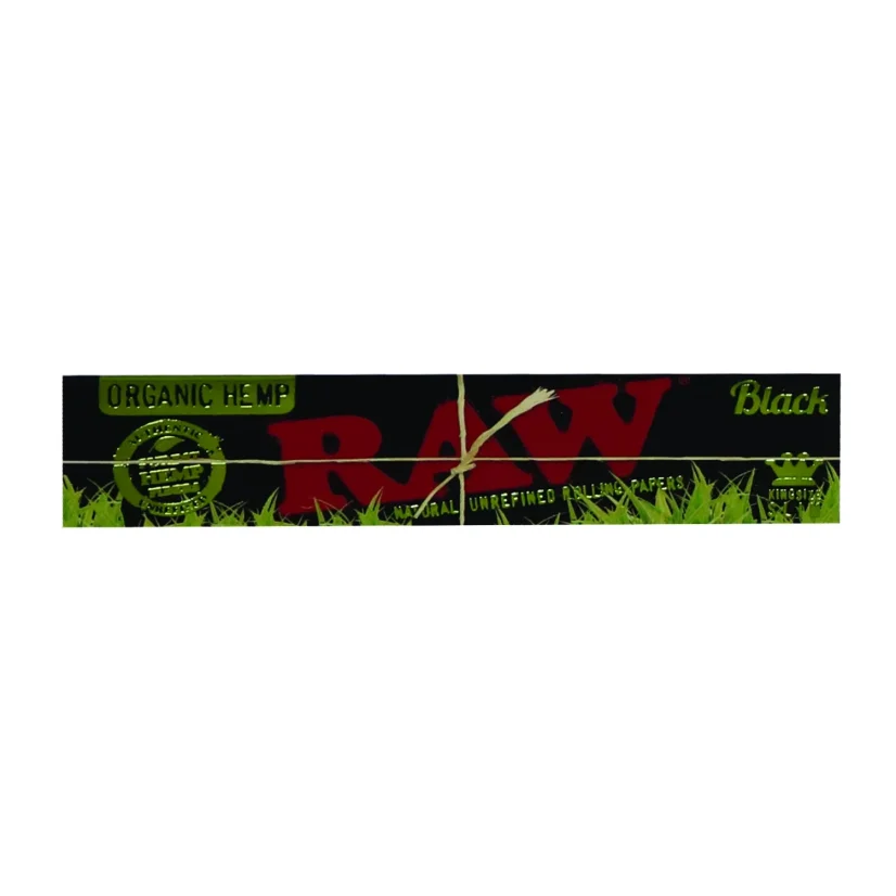 RAW Black Organic Hemp Kingsize Slim Rolling Papers - natural unrefined rolling papers, 32 sheets/pack, 50 packs/Display box