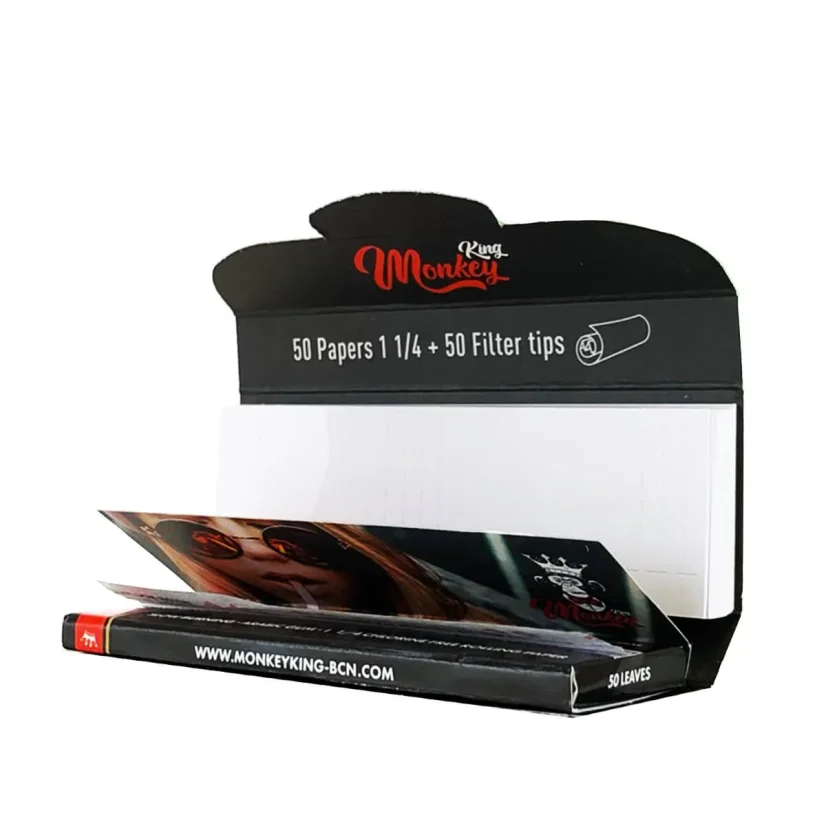 Monkey King 1¼ Pack Small White Rolling Papers + Tips (24pcs/display)