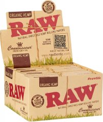 RAW Organik Kenevir Uzmanı KingSize İnce Rafine Edilmemiş Sarma kağıtları + İPUÇLARI - Kutu, 24 adet