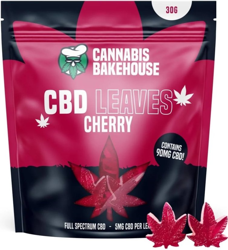 Cannabis Bakehouse - CBD sveķainas lapas, ķirsis, 18 gab x 5 mg CBD, 30 g
