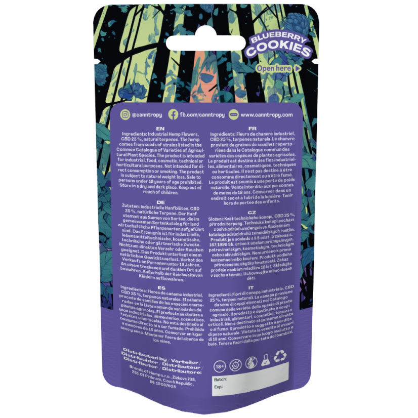 Canntropy CBD ziedi melleņu cepumi, CBD 25%, 1 g - 100 g