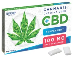 Euphoria košļājamā gumija, 17g ar CBD 100mg - Piparmētra (12 x 12gb kastīte), 204 g