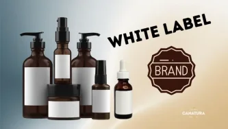 White label, products with a white label, the words ‘White label’ and a sticker with the text Brand