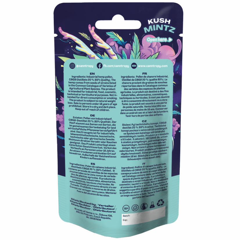 Canntropy CBG9 Hash Kush Mintz, CBG9 85% quality, 1 g - 100 g