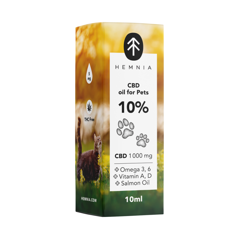 Hemnia CBD lašu eļļā dzīvniekiem - 10% CBD, 1000 mg, 10 ml