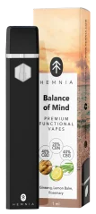 Hemnia Premium Functional Vape Pen Balance of Mind - 40 % CBD, 40 % CBG, 20 % CBN, ginseng, lemon balm, rosemary, 1 ml