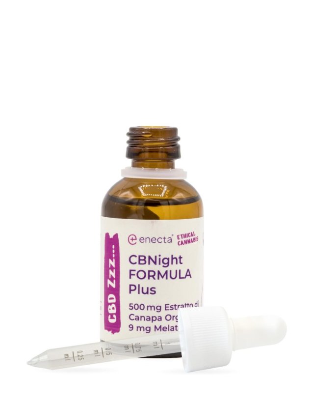 *Enecta CBNight Formula PLUS kaņepju eļļa ar melatonīnu, 500 mg organisko kaņepju ekstraktu, 30 ml