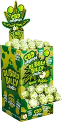 Bubbly Billy Buds 10 mg CBD Sour Apple Lollies with Bubblegum Inside – Display Container (100 Lollies), 1800 g