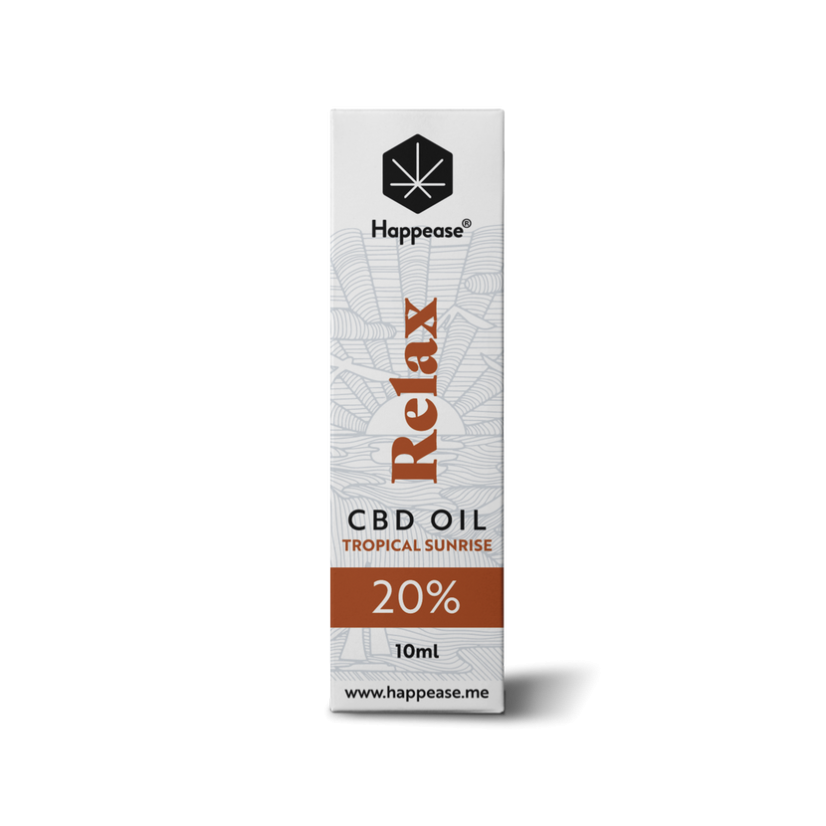 Happease Relax CBD eļļa Tropical Sunrise, 20% CBD, 2000 mg, 10 ml