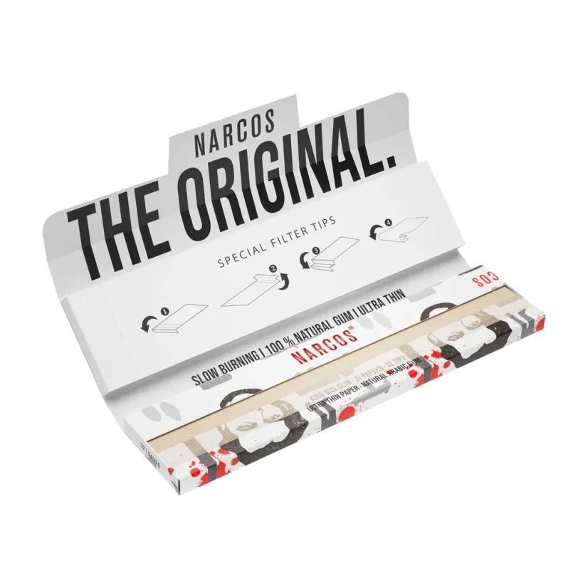Narcos Limited Edition King Size Slim Rolling Papers + Tips - random design