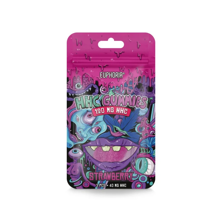Euphoria HHC Gummies Strawberry, 120mg, (3 gab. x 40 mg)