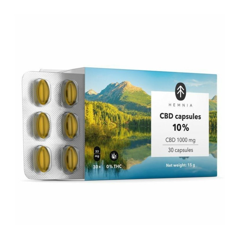 Hemnia CBD kapsulas 10%, 1000 mg, 30 gab.