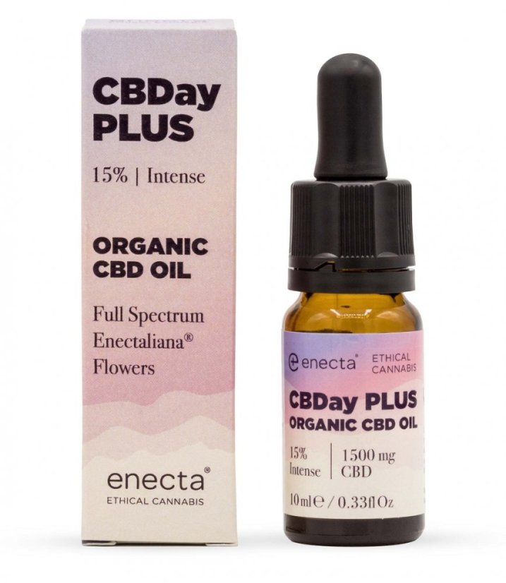 Enecta CBDay Plus Organic Hemp Extract CBD oil 15%, 1500 mg, 10 ml