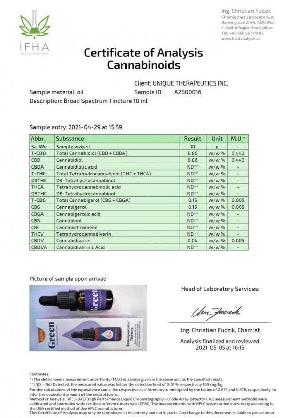 Green Pharmaceutics bredspektret tinktur, 10%, 1000 mg CBD, 10 ml