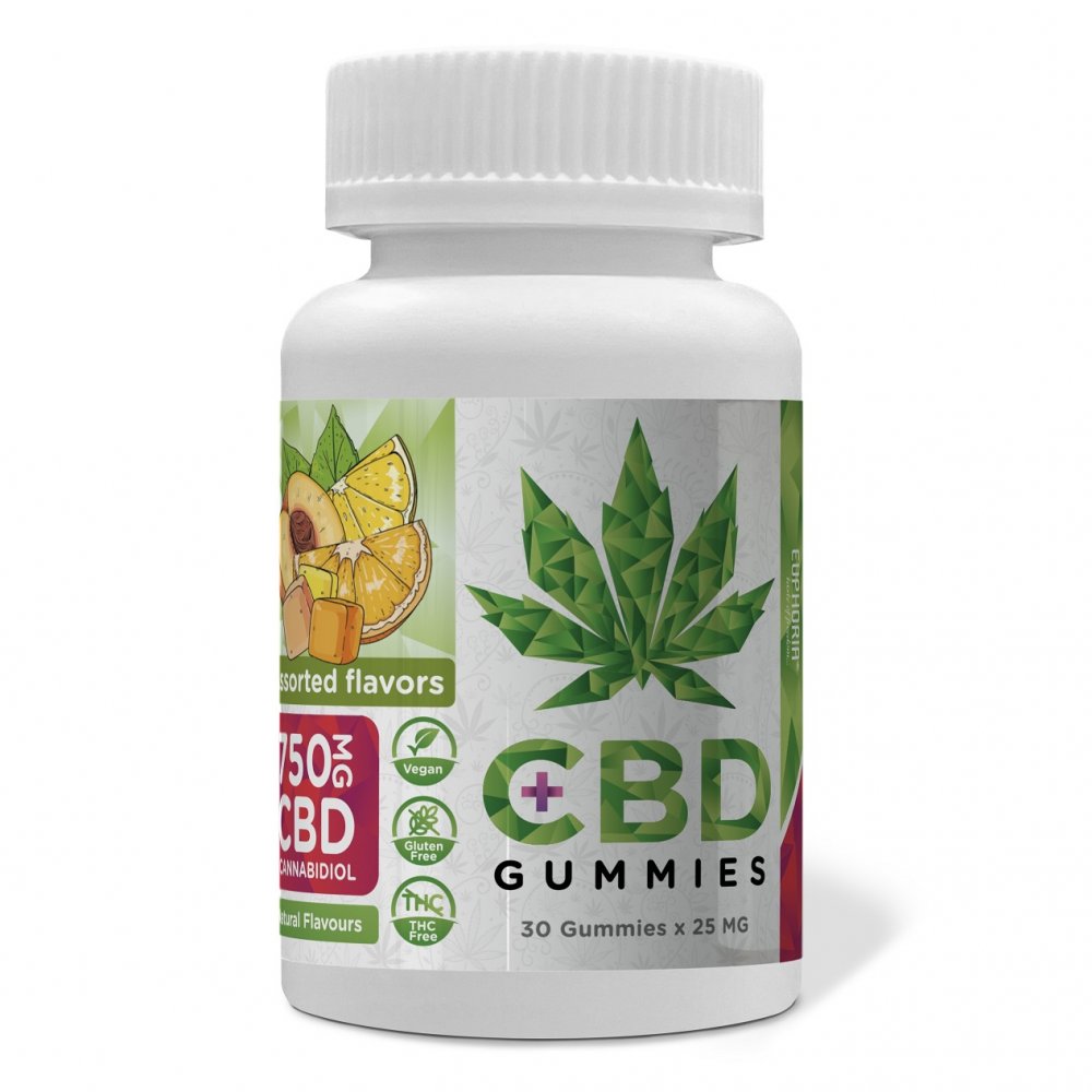 Euphoria CBD Gummies Mix 750 mg CBD, 30 pcs x 25 mg