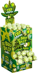Bubbly Billy Buds 10 mg CBD Sour Apple Lollies with Bubblegum Inside – Display Container (100 Lollies), 1800 g