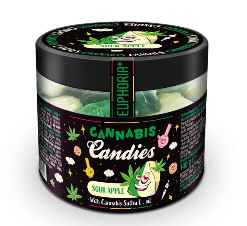 Euphoria Cannabis Candies Sour Apple, 140 g, 18 pcs, display