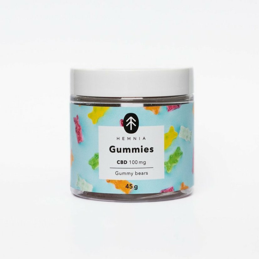 Hemnia CBD gumijas sveķu lāči, ķirši, kivi, ananāsi, zemenes, 100 mg CBD, 20 gab x 5 mg, 45 g