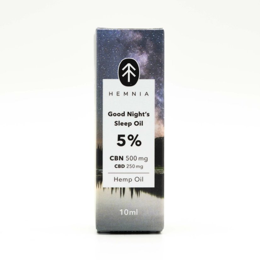 Hemnia Good Night's Sleep kaņepju eļļa 5%, 500 mg CBN, 250 mg CBD, 10 ml