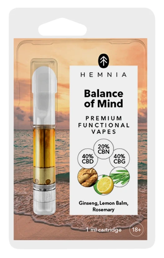 Hemnia Patruuna Balance of Mind - 40 % CBD, 40 % CBG, 20 % CBN, ginseng, sitruunamelissa, rosmariini, 1 ml