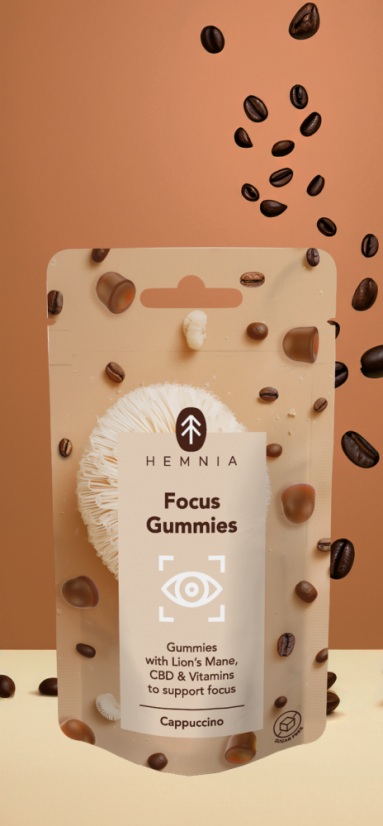 Hemnia Focus Gummies - atbalsta koncentrācijai ar kapučīno garšu, 30 gab.